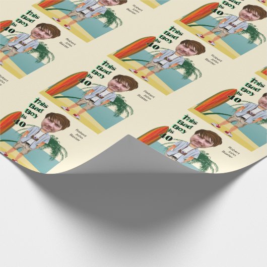 Beach Bum 40th 🌊😎 Mannen Verjaardag Bad Boy Fun Cadeaupapier (Hoek)