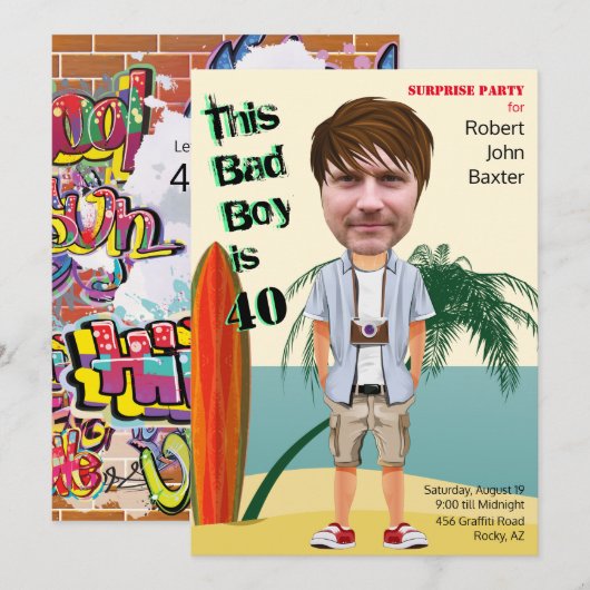 Beach Bum 40th 🌊😎 Mannen Verjaardag Bad Boy Fun Kaart (Voorkant / Achterkant)