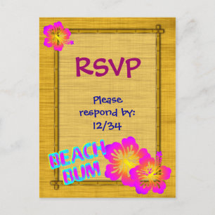 Beach Bum aangepaste RSVP-ansichtkaart Uitnodiging Briefkaart