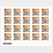 Beach Bum Bones Vierkante Sticker (Vel)