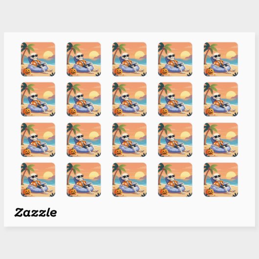 Beach Bum Bones Vierkante Sticker (Vel)
