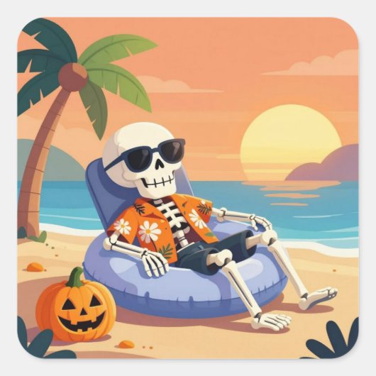 Beach Bum Bones Vierkante Sticker (Voorkant)