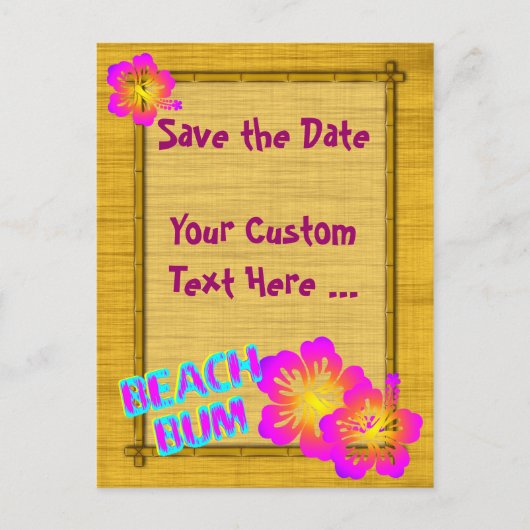 Beach Bum Custom Save the Date Briefkaart (Voorkant)