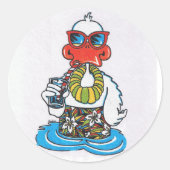 Beach Bum Duck Ronde Sticker (Voorkant)
