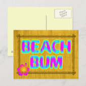 Beach Bum Funny Gezegde Roze en Blauwgroen Briefkaart (Voorkant / Achterkant)