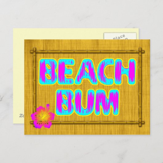 Beach Bum Funny Gezegde Roze en Blauwgroen Briefkaart (Voorkant / Achterkant)