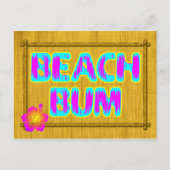 Beach Bum Funny Gezegde Roze en Blauwgroen Briefkaart (Voorkant)