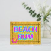 Beach Bum Funny Gezegde Roze en Blauwgroen Briefkaart (Staand voorkant)