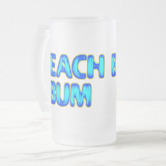 Beach Bum Funny Slogan in Blue Matglas Bierpul (Voorkant links)