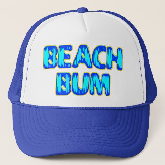 Beach Bum Funny Slogan in Blue Trucker Pet (Voorkant)