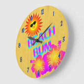 Beach Bum Hibiscus flower Clock Blue Numbers Grote Klok (Hoek)