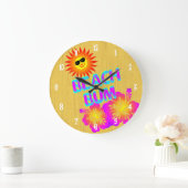 Beach Bum Hibiscus flower Clock White Numbers Grote Klok (Huis)