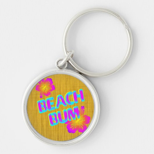 Beach Bum Hibiscus Flower Pink en Blauwgroen Sleut Sleutelhanger (Voorkant)