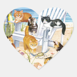 Beach Bum Kittens Hart Stickers