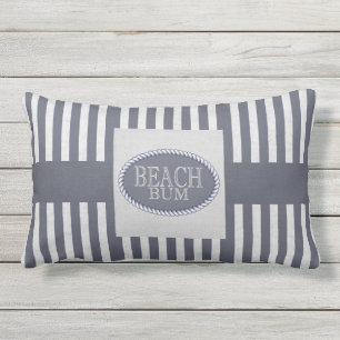 Beach Bum Marine Blauw Gestreept met Monogram Buitenkussen