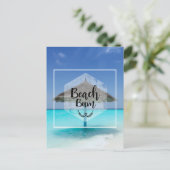 Beach Bum met Thatched Beach Umbrella Briefkaart (Staand voorkant)