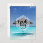 Beach Bum met Thatched Beach Umbrella Briefkaart (Voorkant / Achterkant)