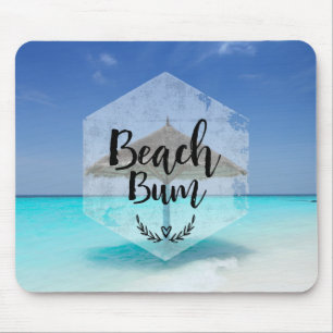 Beach Bum met Thatched Beach Umbrella Muismat