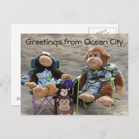 Beach Bum Monkeys Briefkaart (Voorkant / Achterkant)