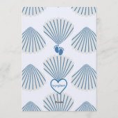Beach Bum on the Way, Blue Seashells Baby Shower Kaart (Achterkant)
