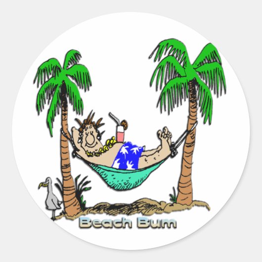 Beach Bum Ronde Sticker (Voorkant)