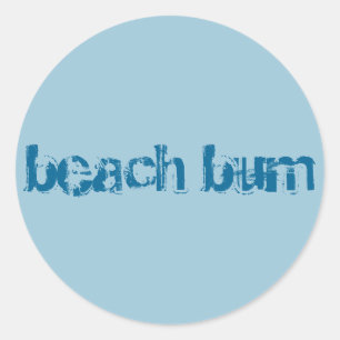 "Beach Bum" sticker, rond, blauw Ronde Sticker