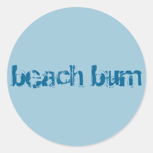 "Beach Bum" sticker, rond, blauw Ronde Sticker (Voorkant)