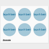 "Beach Bum" sticker, rond, blauw Ronde Sticker (Vel)