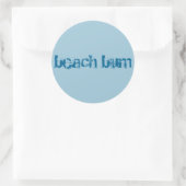 "Beach Bum" sticker, rond, blauw Ronde Sticker (Tas)