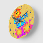 Beach Bum Sun en Hibiscus Clock Blue Numbers Ronde Klok (Hoek)