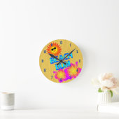 Beach Bum Sun en Hibiscus Clock Blue Numbers Ronde Klok (Huis)