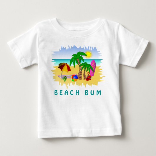 Beach Bum Sun Zee en Surf Leuk Kleurrijk Baby T-sh (Voorkant)