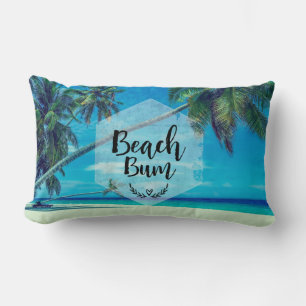Beach Bum Typografie met tropische palmbomen Kussen