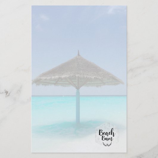 Beach Bum Typography - Umbrella on Tropical Beach Briefpapier (Voorkant)