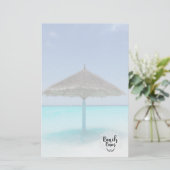 Beach Bum Typography - Umbrella on Tropical Beach Briefpapier (Staand voorkant)