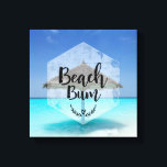 Beach Bum Typography - Umbrella on Tropical Beach Canvas Afdruk<br><div class="desc">Een canvasafdruk met een tropisch afbeelding van een turkooistisch zee en een doorgesneden witte zandstrand, een alleenstaande paraplu op het strand. Typografie zegt Beach Bum.</div>
