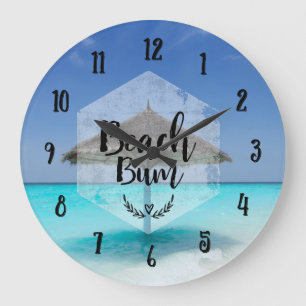 Beach Bum Typography - Umbrella on Tropical Beach Grote Klok