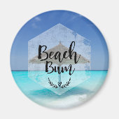 Beach Bum Typography - Umbrella on Tropical Beach Magneet (Voorkant)