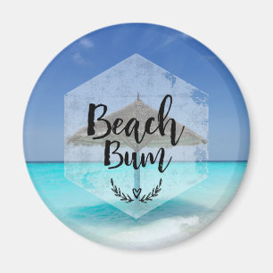 Beach Bum Typography - Umbrella on Tropical Beach Magneet