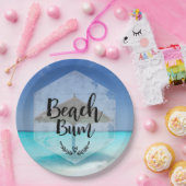 Beach Bum Typography - Umbrella on Tropical Beach Papieren Bordje (Feest)