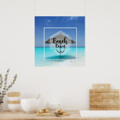 Beach Bum Typography - Umbrella on Tropical Beach Poster (Keuken)