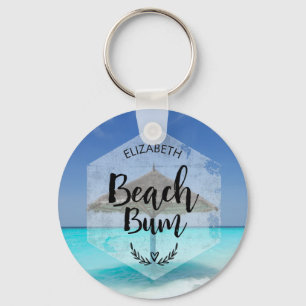 Beach Bum Typography - Umbrella on Tropical Beach Sleutelhanger