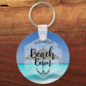 Beach Bum Typography - Umbrella on Tropical Beach Sleutelhanger (Voorkant)