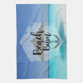 Beach Bum Typography - Umbrella on Tropical Beach Theedoek (Verticaal)
