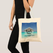 Beach Bum Typography - Umbrella on Tropical Beach Tote Bag (Voorkant (product))