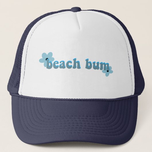 Beach Bum Writing with bloemen T-Shirt Canvas tas  Trucker Pet (Voorkant)