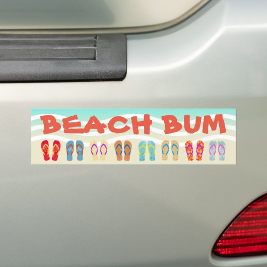 Beach Bum Zomer Teenslippers Bumpersticker (Op auto)