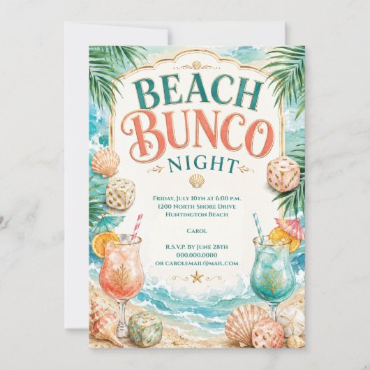 Beach Bunco Nacht Kaart (Voorkant)