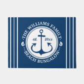 Beach Bungalow | Nautical Navy Anchor Custom Name Deurmat (Voorkant)