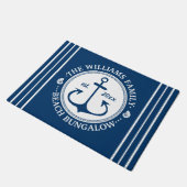 Beach Bungalow | Nautical Navy Anchor Custom Name Deurmat (Schuin)